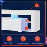 WLIVE LED TV Stand for 55/60/65/70 Inch TV, Modern Entertainment Center with Open Shelves, Wood TV Console with 2 Storage Drawers for Bedroom, Living Room, Gaming Media Stand with Display Glass, White WLIVE