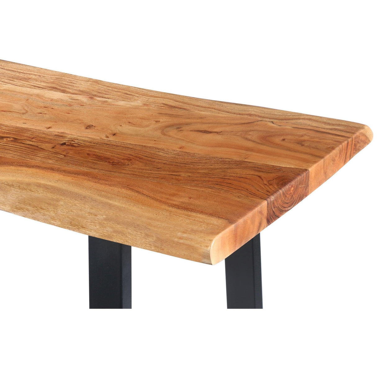 The Urban Port Tup 195122 Industrial Wooden Live Edge Desk with Metal Sled Leg Support, Brown and Black TUP THE URBAN PORT