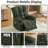 Oversized Recliner Chair & Massage Chair Recliner with Heat,Cozy Lazy Boy Recliners Chairs for Adults, Rocker Recliners Chairs&Manual Reclining with Adjustable Backrest,Pockets (Green) HRVEOCEI