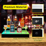 VONCI 16 Inch LED Lighted Liquor Bottle Display Shelf, 2 Step Acrylic Illuminated Bar Bottle Display Shelf with Remote and App Control for Home Commercial Bar Party VONCI