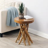 WELLAND Teak Wood Stick Leg End Table WELLAND