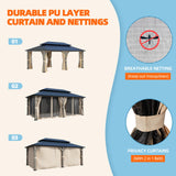 MELLCOM 12' x 20' Outdoor Hardtop Gazebo, Cedar Wood Framed Gazebo with Powder Coated Metal Roof for Gardens, Patios, Lawns,Vintage grey MELLCOM