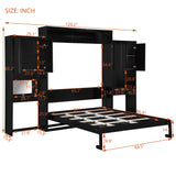 Merax Queen Size Murphy Bed with Desk, Storage Cabinets, Vanity and Mirror for Bedroom, Living Room, Apartment Merax