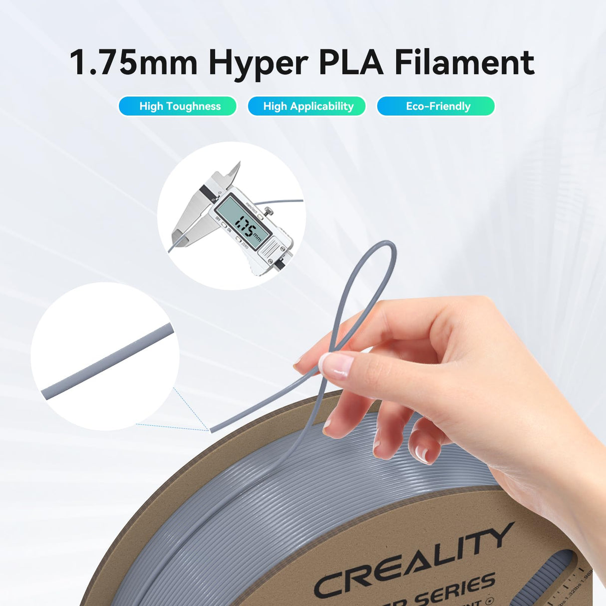 Creality Hyper PLA Filament 1.75mm, 30-600mm/s High Speed 3D Printer Filament, Dimensional Accuracy +/-0.02mm, Fit Most FDM 3D Printers, 4 Pack 1kg Spool(2.2lbs), Black & Grey Creality