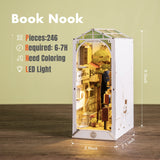 Rolife LED Book Nook Kit-Decorative Bookend Stand-3D Wooden Puzzle for Adults-Bookshelf Insert Booknook-Room Decor for Teen Girls Boys Women Men Rolife
