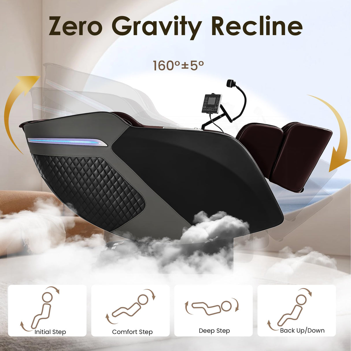 4D Massage Chair Full Body, Zero Gravity SL-Track Shiatsu Massage Chair Recliner with Heating, Body Scan, AI, Calf Kneading, Foot Rollers, Airbags, Footrest Extension, 4 Control Ways, BH-5201(Brown) VUYSUYVY