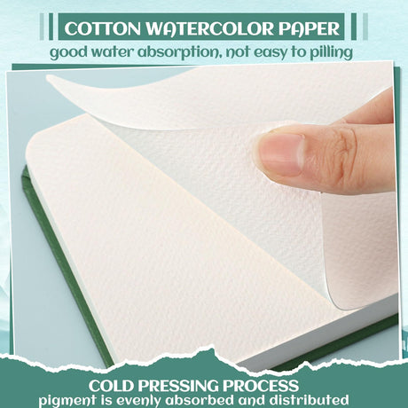 40 Sheets Watercolor Journal 4x6in, 140 lb/300 GSM Watercolor Sketchbook Cold Press Watercolor Paper Watercolor Notebook for Art Painting, Drawing, Mixed Media Prudiut