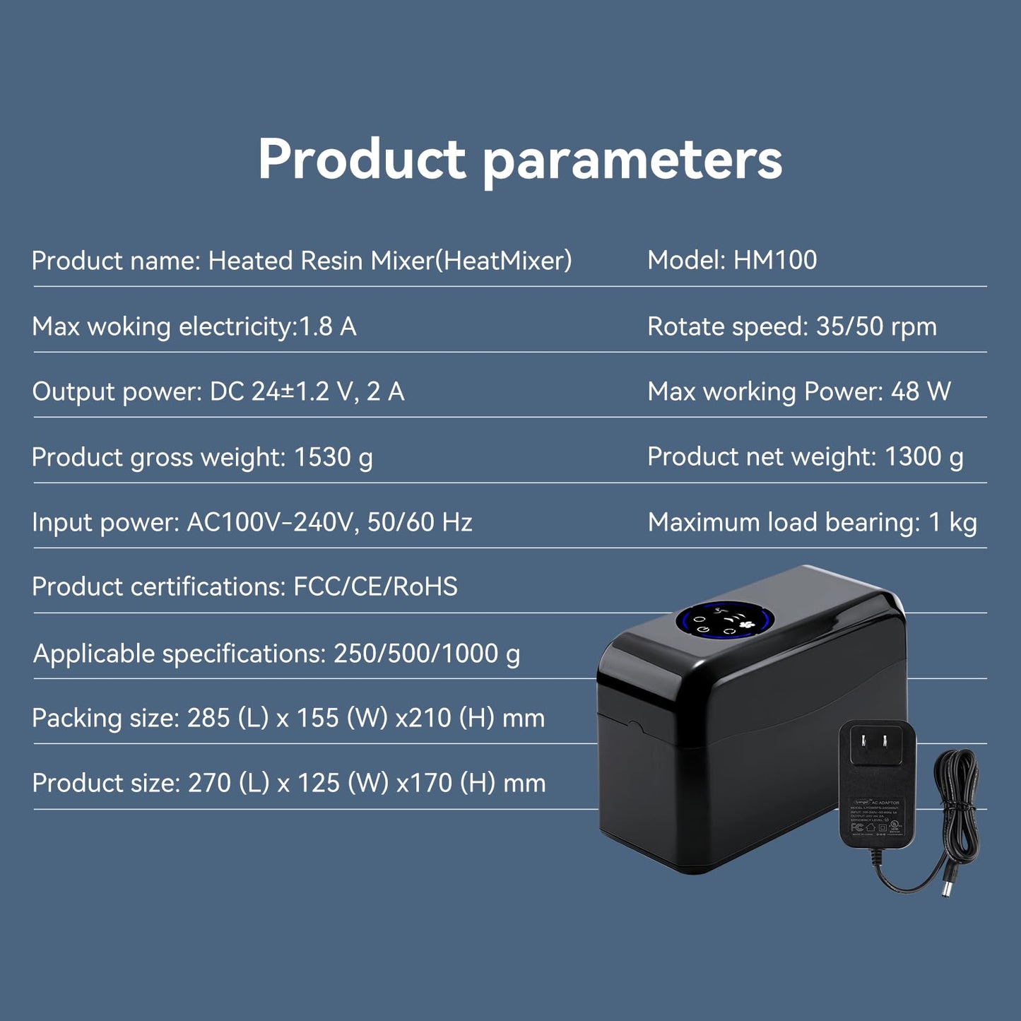 CCTREE 3D Resin Mixer & Heater, Efficient Mixing, Touch Operation, No Heating or Preheat 40℃,50℃, 3D Resin HM100 HeatMixer for Anycubic ELEGOO phrozen 250g/500g/1kg LCD DLP SLA Resins - WoodArtSupply