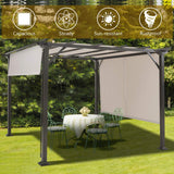 Tangkula 10 X 10FT Outdoor Pergola, Patio Furniture Shade Structure, Outdoor Steel Pergola Gazebo with Retractable Canopy Shades, Rustproof Metal Pergola for Patio, Backyard, Garden (Beige) Tangkula