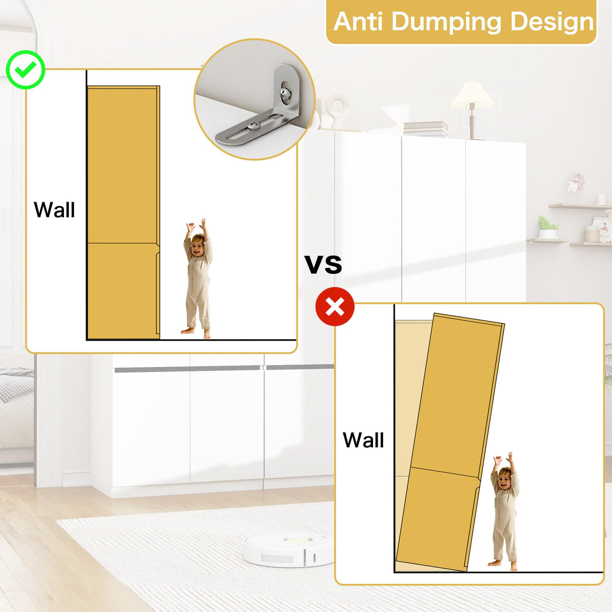 LABROSKIA White Armoire Wardrobe Closet: 74" Wooden Wardrobe Closet with 6 Doors, Bedroom Armoires with Hanging Rod, Tall Closets Cabinet for Hanging Clothes (94.5") LABROSKIA