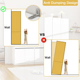 LABROSKIA White Armoire Wardrobe Closet: 74" Wooden Wardrobe Closet with 6 Doors, Bedroom Armoires with Hanging Rod, Tall Closets Cabinet for Hanging Clothes (94.5") LABROSKIA