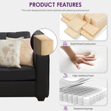 TYBOATLE 65" Black Faux Leather Sofa Couches for Living Room, Mid-Century Modern Tufted Comfy Small Loveseat w/USB Charging Ports and Wide Arms, 2 Seater Office Small Couch for Small Space Bedroom TYBOATLE