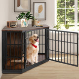 VOWNER 52 Inch Dog Crate Furniture Corner, Wooden Dog Kennel Furniture, End Table Dog Crate for Large Dogs, Indoor Pet Crates Corner Side Table for Dogs, Wide Top Perfect for Limited Room, Brown VOWNER