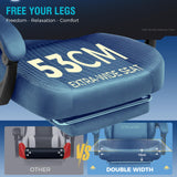 GTPLAYER Gaming Chair Fabric with Pocket Spring Cushion, Big and Tall Gaming Chair 350LBS High Back Computer Chair with Footrest for Adults Lumbar Support Swivel Game Chair for Office Gaming Blue GTPLAYER