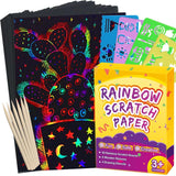 FUNNYB&G Rainbow Scratch Paper Art for Kids - 60 Pcs Magic Rainbow Scratch Paper Off Set Scratch Crafts Arts Supplies Kits Pads Sheets for Party Games Christmas Birthday Easter Gifts FUNNYB&G