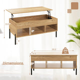 Giantex Lift Top Coffee Table - Rectangular Wooden Table w/Hidden Compartment & Open Storage Shelves, Multifunctional Modern Flip Top Center Table for Living Room, Reception Room, Office (Natural) Giantex