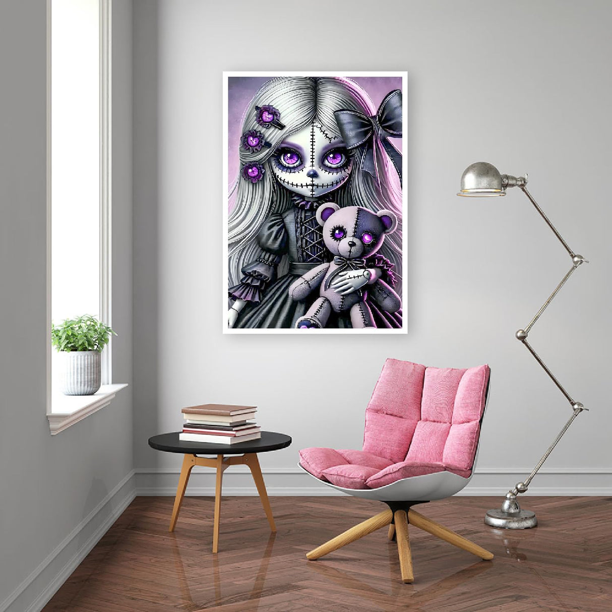 cdjlddww Gothic Diamond Painting Kits for Adults, 5D Diamond Art Kits for Beginners, DIY Bear Round Full Diamond Gemstone Art Rhinestone Painting for Wall Decor 12X16 inch cdjlddww