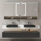 ZGNBSD Bathroom Vanity - Modern Bathroom Vanity with Sink & LED Smart Defogger Mirror Cabinet, Solid Wood Floating Bathroom Vanity, Wall-Mounted Installation (Double Sink, 60") ZGNBSD