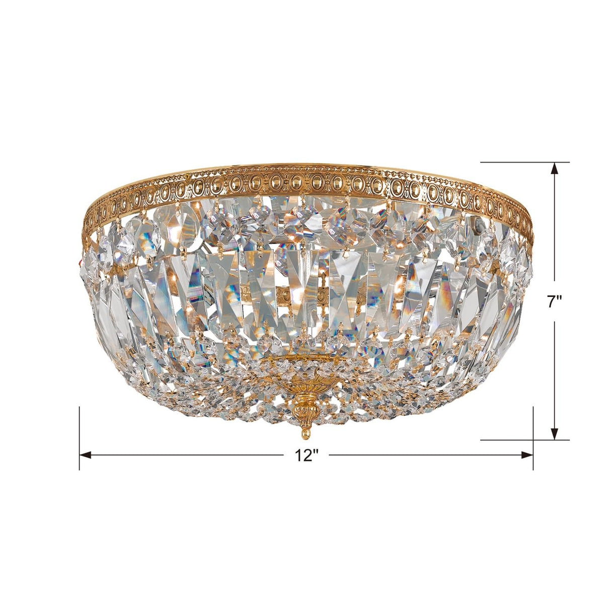 Crystorama 3 Light Clear Italian Crystal Olde Brass Flush Mount Crystorama