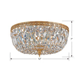 Crystorama 3 Light Clear Italian Crystal Olde Brass Flush Mount Crystorama