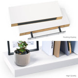 Ballucci Floating Shelves, 2-Pack 16" Wood Wall Shelf Set with Invisible Brackets for Bathroom, Living Room, Bedroom, Kitchen, Nursery, 6" Deep, White Ballucci