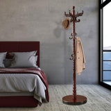 Snaikor Wooden Coat Rack Stand, Vintage Natural Birch Wood Coat Racks Freestanding, Solid Coat Tree Stand with 14 Hooks, Classic Sturdy Coat Racks Hall Tree for Entryway, Office (Round chassis) Snaikor