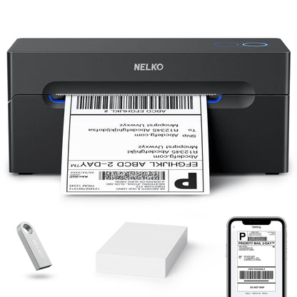 Nelko Bluetooth Thermal Shipping Label Printer, Wireless 4x6 Shipping Label Printer for Shipping Packages, Support Android, iPhone and Windows, Widely Used for Amazon, Ebay, Shopify, Etsy, USPS