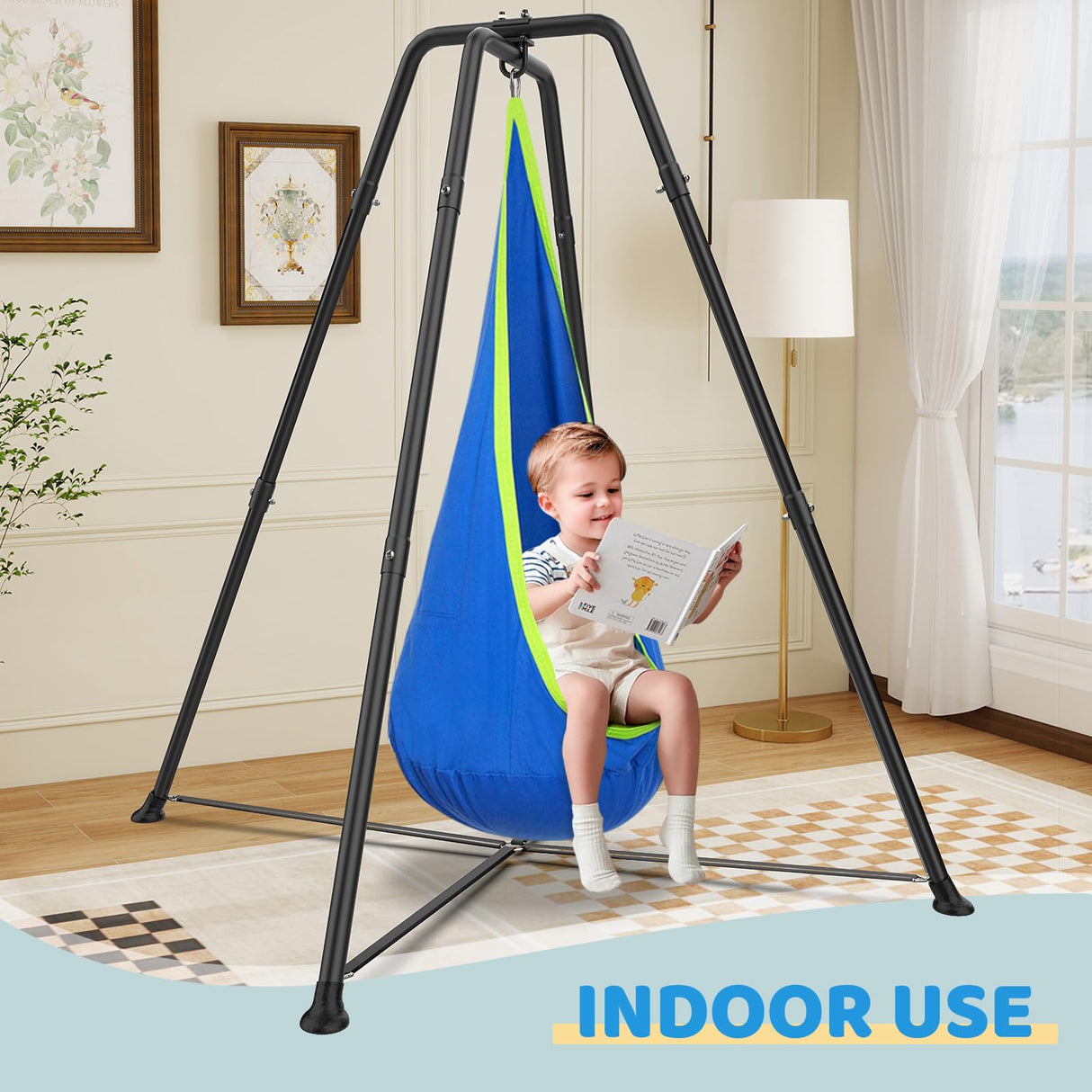 Swing Stand Frame with Sensory/Pod Chair, X-Shaped Swing Set, Metal Hammock Chair Stand for for Kids and Adults Indoor and Outdoor 350LBS G TALECO GEAR