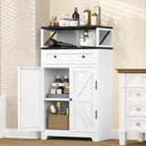 Eltean 42.5" H White Metal Farmhouse Storage Cabinet with Magnetic Doors and Drawer,Sideboard with Adjustable Shelf,Large Capacity Kitchen Pantry Cabinet for Entryway/Living Room/Dining Room Eltean