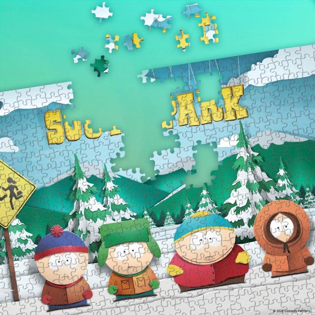South Park Paper Bus Stop 1000 Piece Jigsaw Puzzle | Collectible Puzzle Featuring Stan, Kyle, Cartman, and Kenny | Officially Licensed Comedy Central and South Park Merchandise USAOPOLY