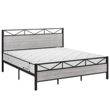 GAOMON Light Gray Woodgrain Metal Platform Bed Frame with Extra Storage and Noise-Free Assembly GAOMON