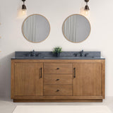 Vanity Art 72 inch Double Sink Bathroom Vanity, Vanity Cabinet with Doors and Shelf, Modern Wood Bathroom Vanity with Black Marble Top, Solid Wood Frame, 3 Functioning Drawers, VA70-72-DT-B Vanity Art