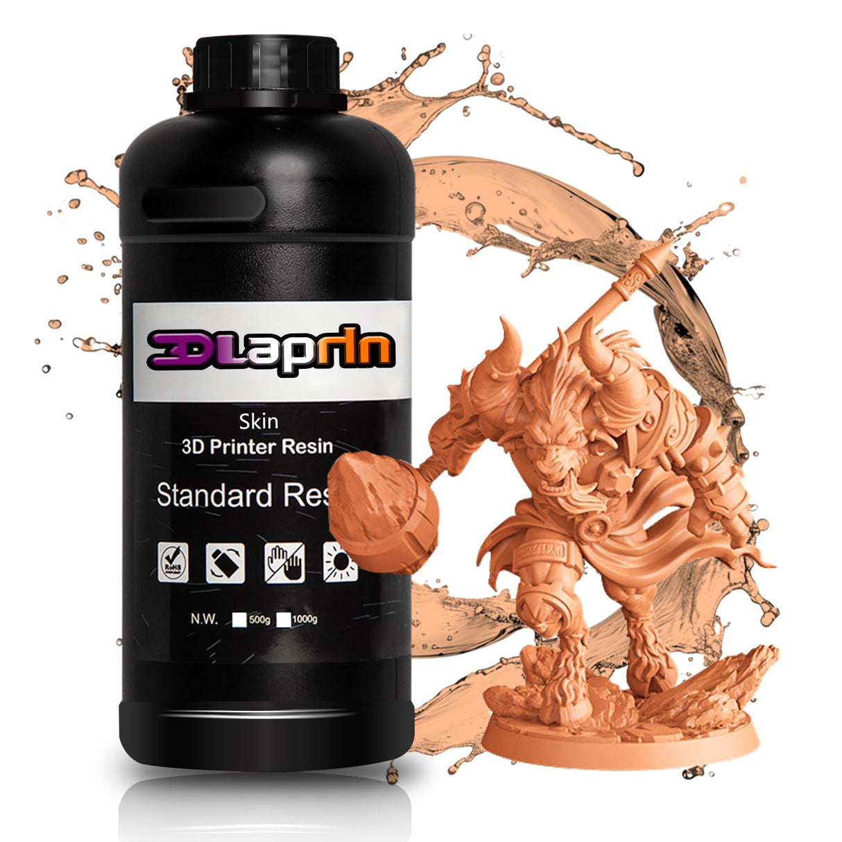 OLAPRIN 3D Printer Resin, Rigid Resin with Clear Details, Fast Curing, High Precision Resin, Low Odor, Widely Compatible with All Resin 3D Printers (Skin, 1kg) OLAPRIN