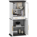 BELLEZE 72" Tall Kitchen Pantry, Large Storage Cabinet with Doors and Shelves, 2 Built-in Drawers, Freestanding Hutch Cabinet with Storage for Kitchen,Dining Room and Living Room (White) BELLEZE