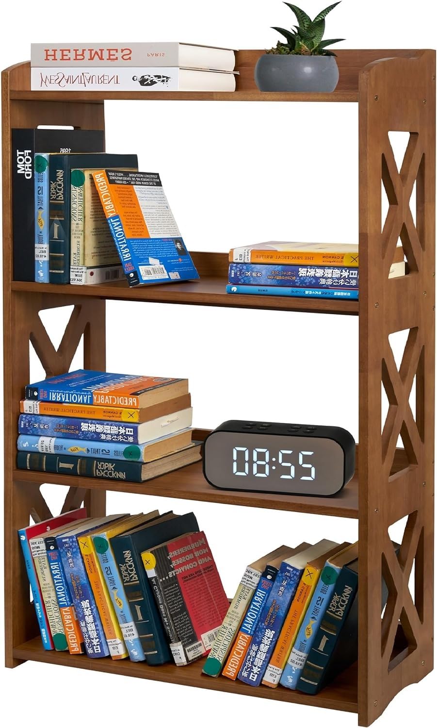 YCICI 4-Tier Modern Wooden Bookshelf - Stylish Freestanding Storage for Small Spaces YCICI