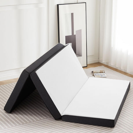 Sweetcrispy Tri-fold Memory Foam Mattress - 4 Inch Single Size Portable Bed Pad, Foldable Floor Mat, Collapsible and Washable Cover with CertiPUR-US Certified, for Travel & Camping & Yoga Sweetcrispy