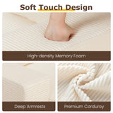 Convertible Sofa Bed, 3 in 1 Loveseat Folding Couch Bed Foldable - Chaise Lounge Chair & Floor Futon Sleeper, Corduroy Pull Out Sofa Bed with 4 Pillows for Living Room, Beige cidludto