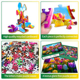 HUADADA Jigsaw Puzzles for Adults 1000 Piece Jigsaw Puzzles for Adults Challenging Game Puzzles with Letters on Back（Flower） HUADADA