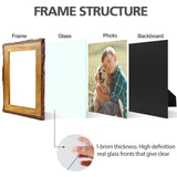 5x7 Picture Frame Rustic Brown, Solid Wood Picture Frame with Bark Edges & Real Glass Cover, Display Pictures/Photos/Prints 5 x 7 for Wall Mounting, Farmhouse Decor Golden State Art
