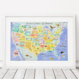 1000-piece USA Map Jigsaw Puzzle & Poster 50 States | Illustrated American Landmarks | Rainy Day, Fun at Home Activities, Travel Gifts, Birthday Present, Wall Art Talking Tables
