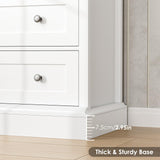 FACBOTALL 5 Drawer Dresser, 47.2" Tall White Dresser with 5 Drawers, Chest of Drawers Cabinet Wood Dresser for Hallway Living Room FACBOTALL