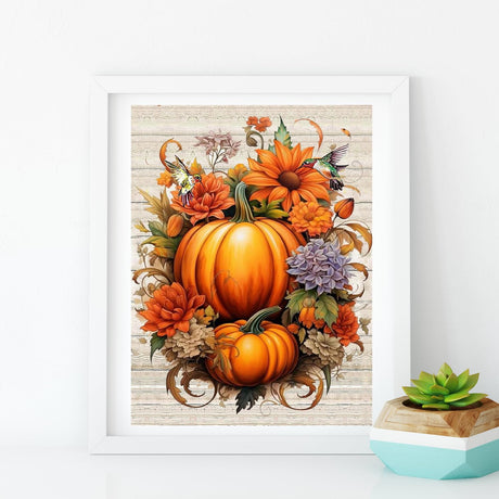 MjhRcll Fall Stamped Cross Stitch Kits,DIY Colorful Pumpkins Cross Stitch Ornament Kits for Adults Beginners, Counted Embroidery Needlepoint Kits Home Decor 12x16inch MjhRcll