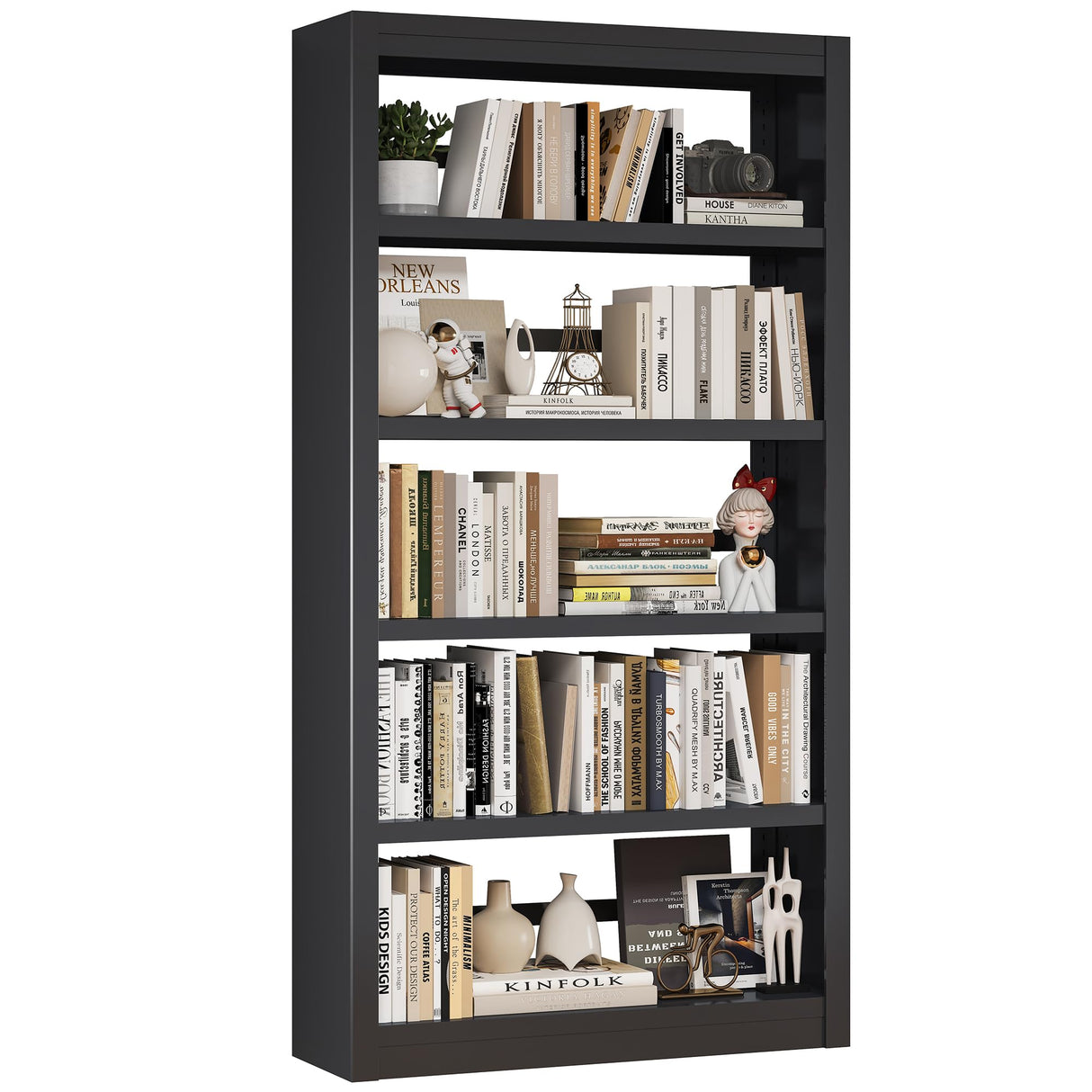 METALREAD Bookshelf, 5 Tier Metal Bookshelf, 69" H Tall Bookcase with Adjustable Shelves, Large Industrial Bookshelves for Living Rooms, Home Offices, Library, 10 Minutes Assemble METALREAD