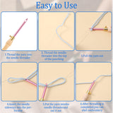 COMNICO 10 Pcs Punch Needle Kit, Punch Embroidery Kit Adjustable Punch Needle Tool with 7 Sizes Needle Heads Sewing Art Needle Tool Wooden Handle Embroidery Pen for Flossing Cross Stitch DIY Craft COMNICO