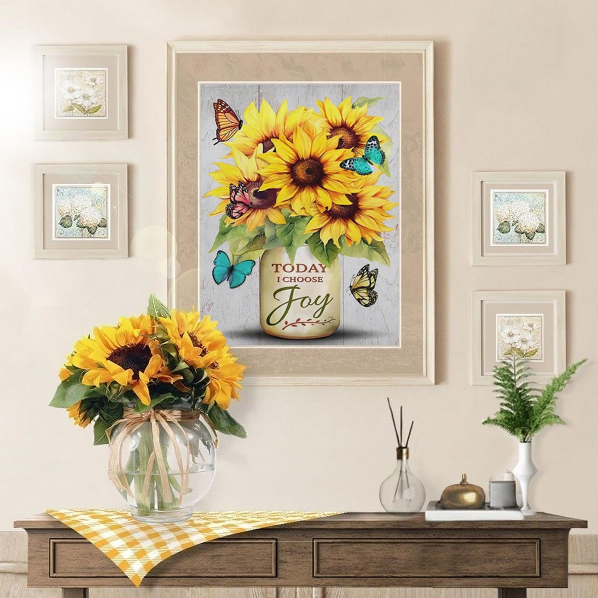 YQFCZDQ Sunflower Butterfly Diamond Art Kits for Adults,DIY Inspirational 5D Diamond Painting Kits Round Diamond Dots for Beginners,Full Drill Paint with Diamonds Pictures Gem Art Home Decor 12x16 in YQFCZDQ