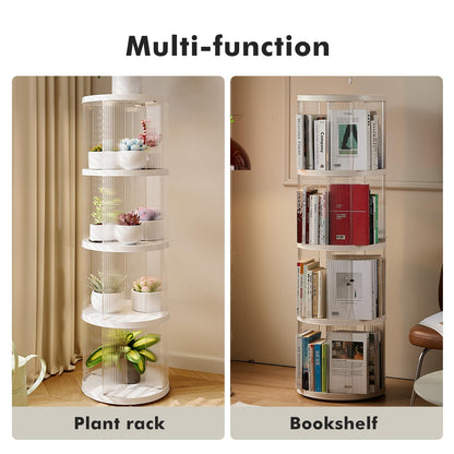 Zream 4 Tier Rotating Bookshelf, 360° Display Spinning Bookshelf Tower, Small Corner Bookshelf for Small Space, Vertical Rotate Turning Spiral Corner Organizer, Round