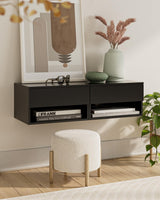 Floating Nightstand, Small Modern Floating Nightstand with Drawer, Floating Shelves for Bedroom, Bathroom (Black) Aienvey