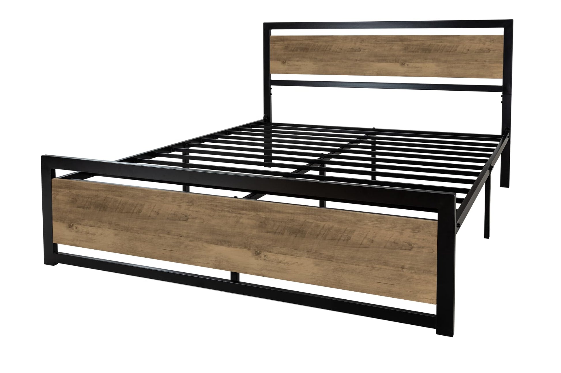 SHA CERLIN Heavy Duty Full Size Metal Platform Bed Frame with Wooden Headboard and 13 Strong Slats Support - WoodArtSupply