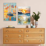 Bowetile 2 Pack Landscape Paint by Numbers for Adults Beginners Framed, Beach Adults' Paint-by-Number Kits, Easy Adult Paint by Number Kits on Canvas, Acrylic Number Painting for Home Decor, 8x12in Bowetile