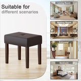 EOSVALO Leather Vanity Stool, 20 Inch Wide Rectangle Ottoman Bench for Makeup Room, Vanity Chair with Wood Legs for Piano Room, Bedroom,Living Room with Customizable (Cherry) EOSVALO